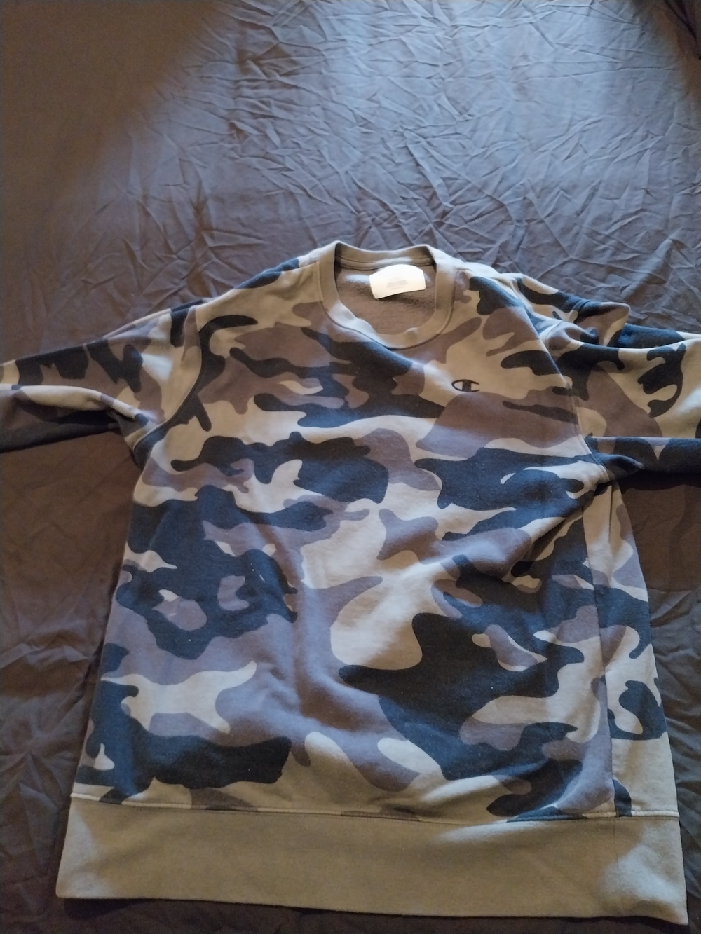 Champion Camo Crewneck Sweatshirt in Olive/Gray